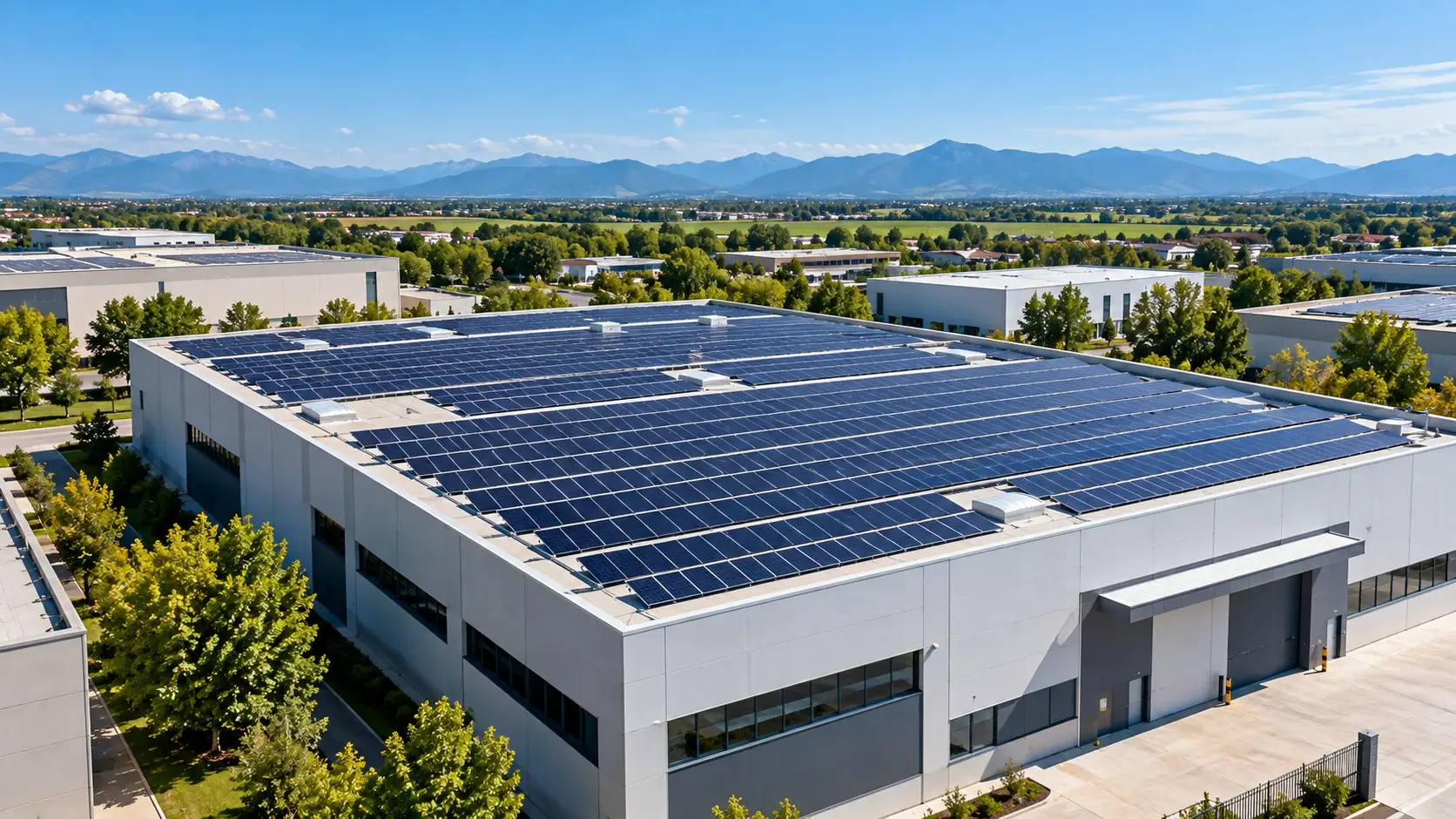 Capannone industriale con impianto fotovoltaico sul tetto