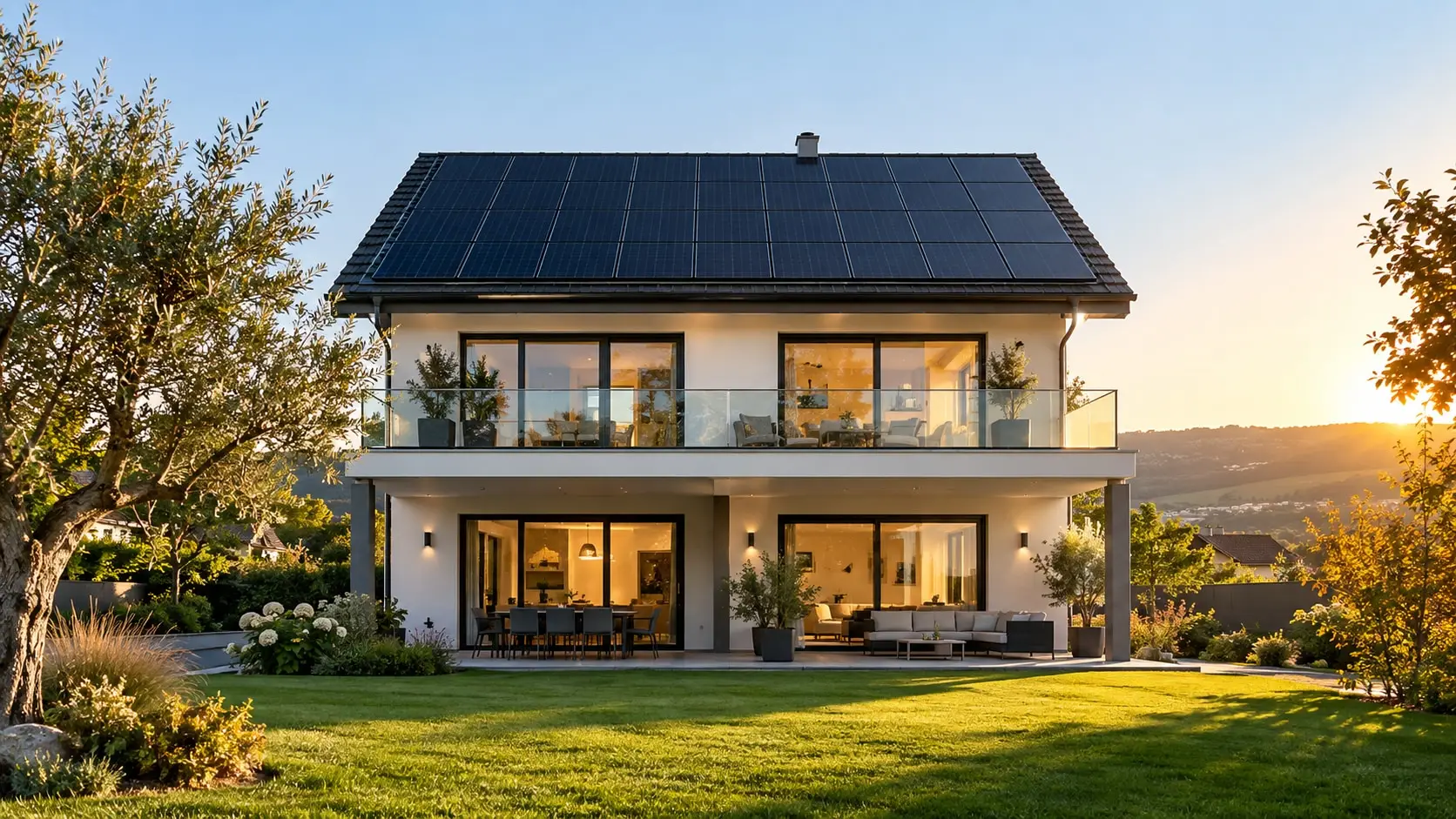 Villetta con impianto fotovoltaico sul tetto